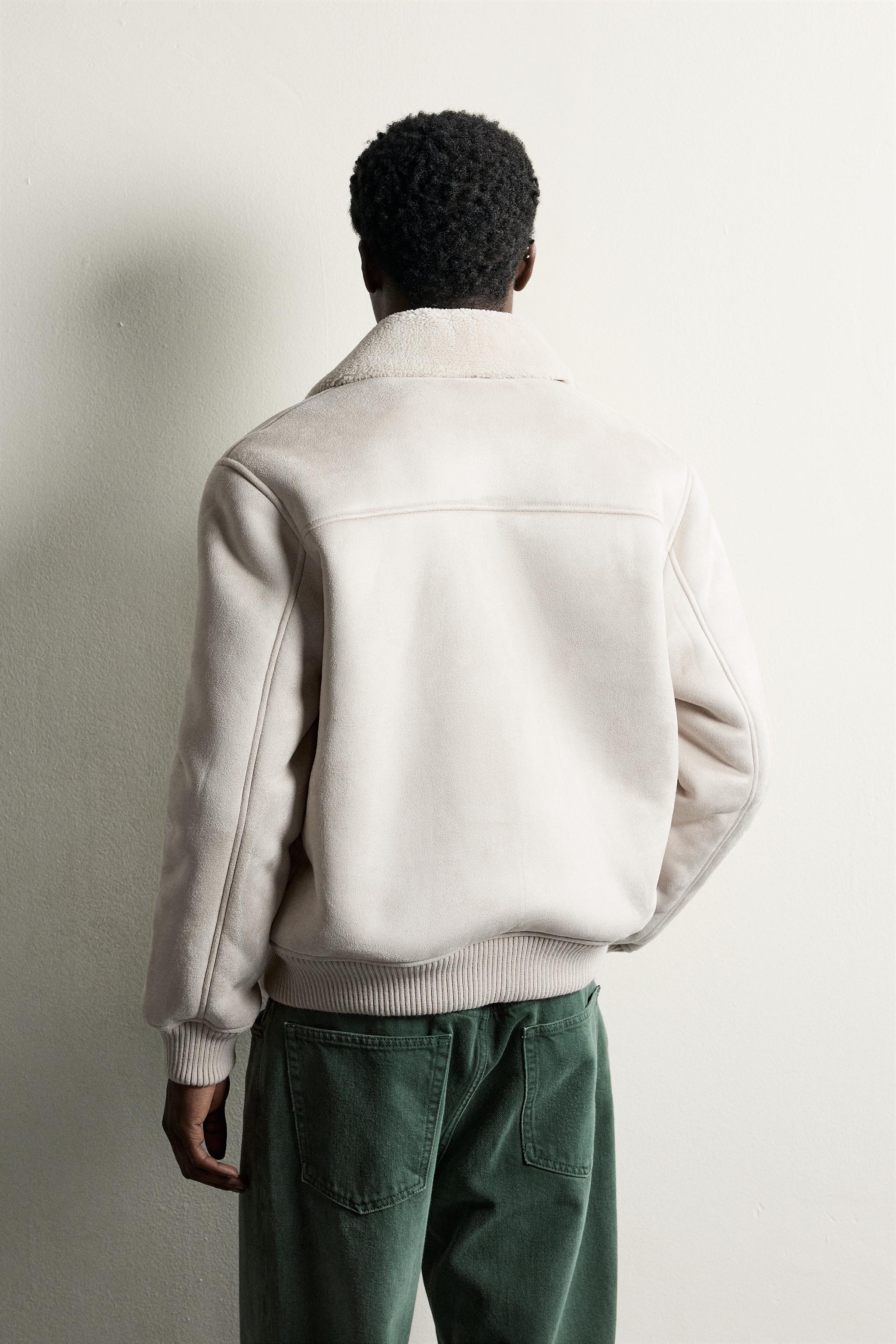 BLOUSON EN MATIÈRE SYNTHÉTIQUE BIMATIÈRE EFFET MOUTON